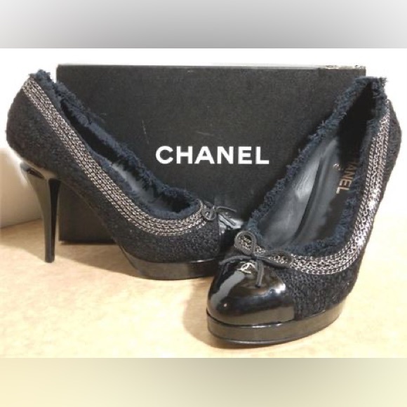 Chanel Women's tweed Escarpins Pump Heels, sz 41 EU (11 US) Black - Picture 3 of 14